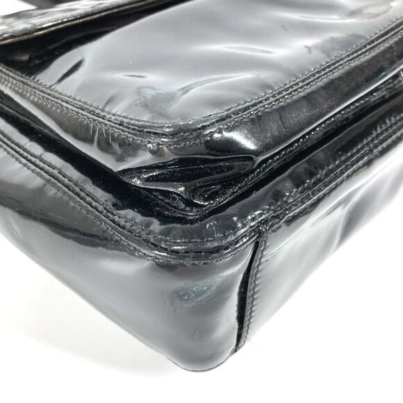 CHANEL A08036 CC CC Mark logo Tote Bag Chain Shoulder Bag enamel Black/Gold - Picture 3 of 16